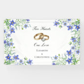 Gepersonaliseerde Blauwe Wildbloemen Verloving Ban Spandoek (Horizontaal)