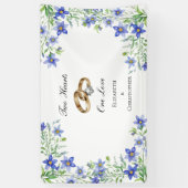 Gepersonaliseerde Blauwe Wildbloemen Verloving Ban Spandoek (Verticaal)