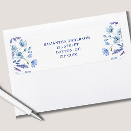 Gepersonaliseerde Blauwe Wildflower Bloemen Retour Etiket
