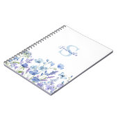 Gepersonaliseerde Blauwe Wildflower Waterverf Bloe Notitieboek (Linkerzijde)
