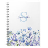 Gepersonaliseerde Blauwe Wildflower Waterverf Bloe Notitieboek (Voorkant)