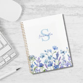 Gepersonaliseerde Blauwe Wildflower Waterverf Bloe Planner