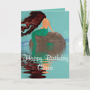Gepersonaliseerde Blauwe Zeemeermin Groet Birthday Kaart