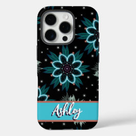 Gepersonaliseerde Blauwe Zwarte Boheemse Mandala B iPhone 16 Pro Hoesje