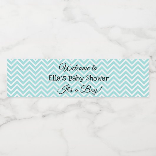 Gepersonaliseerde Blauwgroen Baby showers flesetik Waterfles Etiket (Enkel label)