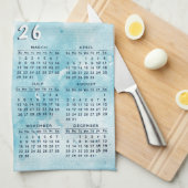 Gepersonaliseerde Blauwgroen Blauwe 2026 Fotokalen Theedoek (Quarter Fold)