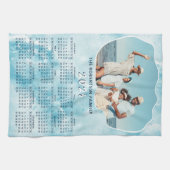 Gepersonaliseerde Blauwgroen Blauwe 2026 Fotokalen Theedoek (Horizontaal)