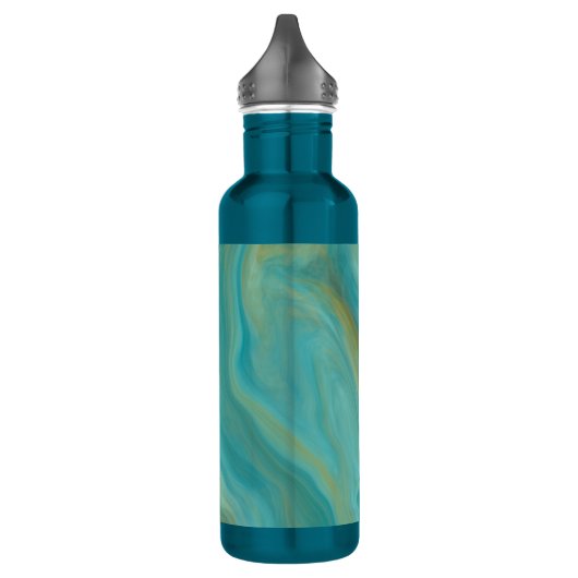Gepersonaliseerde Blauwgroen en bruine zonnestraal Waterfles (Links)