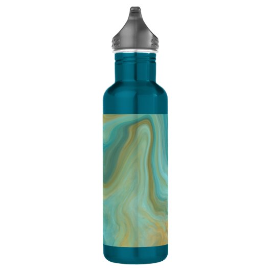 Gepersonaliseerde Blauwgroen en bruine zonnestraal Waterfles (Rechts)
