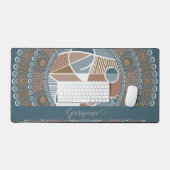 Gepersonaliseerde Blauwgroen en Gouden Abstracte A Bureaumat (Keyboard & Muis)