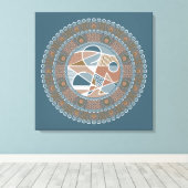 Gepersonaliseerde Blauwgroen en Gouden Abstracte A Canvas Afdruk (Insitu (Houten vloer))