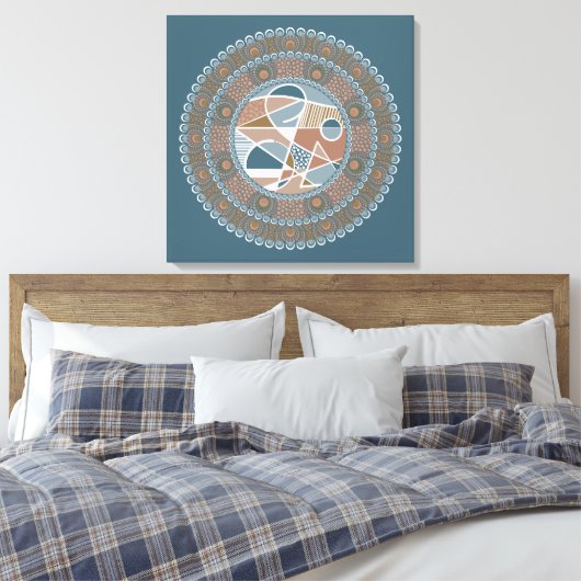 Gepersonaliseerde Blauwgroen en Gouden Abstracte A Canvas Afdruk (Insitu (Slaapkamer))