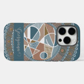Gepersonaliseerde Blauwgroen en Gouden Abstracte A Case-Mate iPhone Case (Achterkant (horizontaal))
