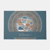 Gepersonaliseerde Blauwgroen en Gouden Abstracte A Deurmat (Voorkant)