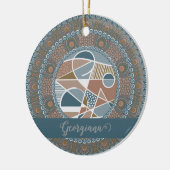 Gepersonaliseerde Blauwgroen en Gouden Abstracte A Keramisch Ornament (Links)