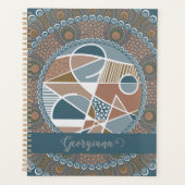 Gepersonaliseerde Blauwgroen en Gouden Abstracte A Planner (Voorkant)