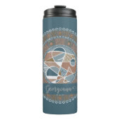 Gepersonaliseerde Blauwgroen en Gouden Abstracte A Thermosbeker (Voorkant)