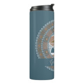 Gepersonaliseerde Blauwgroen en Gouden Abstracte A Thermosbeker (Gedraaid links)