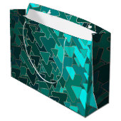 Gepersonaliseerde Blauwgroen en Gouden Geometrisch Groot Cadeauzakje (Achterkant Gekanteld)