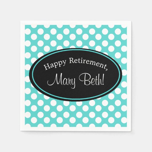 Gepersonaliseerde Blauwgroen en Witte Polka Dot Pa Servet (Voorkant)