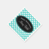 Gepersonaliseerde Blauwgroen en Witte Polka Dot Pa Servet (Hoek)