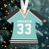 Gepersonaliseerde Blauwgroen en zwarte hockey Jers Ornament