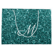 Gepersonaliseerde Blauwgroen glitter Sparkle Groot Cadeauzakje (Achterkant)
