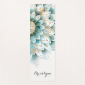 Gepersonaliseerde Blauwgroen gouden bloemenkrans M Yogamat (Voorkant)