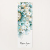 Gepersonaliseerde Blauwgroen gouden bloemenkrans M Yogamat (Achterkant)