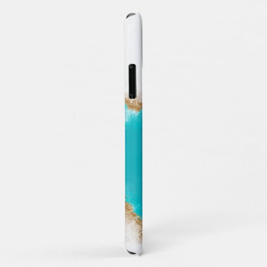 Gepersonaliseerde Blauwgroen & gouden glitter Case-Mate iPhone Case (Achterkant/rechts)