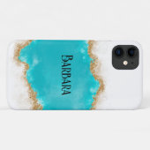 Gepersonaliseerde Blauwgroen & gouden glitter Case-Mate iPhone Case (Achterkant (horizontaal))