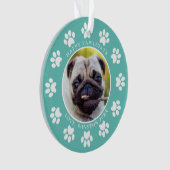 Gepersonaliseerde Blauwgroen Happy Pawholidays Hon Ornament (voorkant)