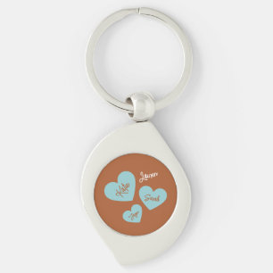 Gepersonaliseerde Blauwgroen Harten Moeder & Kinde Sleutelhanger
