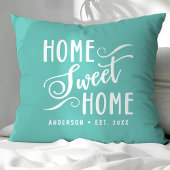 Gepersonaliseerde Blauwgroen Home Sweet Home Kussen