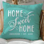 Gepersonaliseerde Blauwgroen Home Sweet Home Kussen