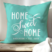 Gepersonaliseerde Blauwgroen Home Sweet Home Kussen