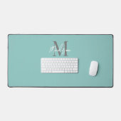 Gepersonaliseerde Blauwgroen Modern Script Monogra Bureaumat (Keyboard & Muis)
