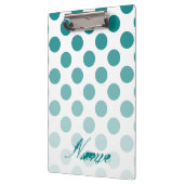 Gepersonaliseerde Blauwgroen Ombre Polka Dots Klembord (Links)