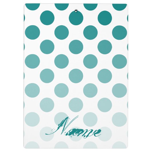 Gepersonaliseerde Blauwgroen Ombre Polka Dots Klembord (Achterkant)