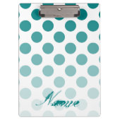 Gepersonaliseerde Blauwgroen Ombre Polka Dots Klembord (Voorkant)
