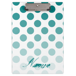 Gepersonaliseerde Blauwgroen Ombre Polka Dots Klembord