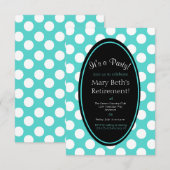 Gepersonaliseerde Blauwgroen Polka Dot Party Uitno Kaart (Voorkant / Achterkant)