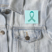 Gepersonaliseerde Blauwgroen Ribbon Fridge Magnet  Vierkante Button 5,1 Cm (In situ)