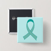 Gepersonaliseerde Blauwgroen Ribbon Fridge Magnet  Vierkante Button 5,1 Cm (Voorkant /achterkant)