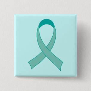 Gepersonaliseerde Blauwgroen Ribbon Fridge Magnet  Vierkante Button 5,1 Cm