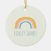 Gepersonaliseerde Blauwgroen Roze Gele Regenboog S Keramisch Ornament (Voorkant)