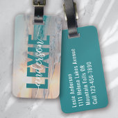Gepersonaliseerde Blauwgroen Sunset Ocean Waves Bagagelabel