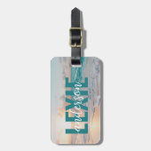 Gepersonaliseerde Blauwgroen Sunset Ocean Waves Bagagelabel (Voorkant verticaal)