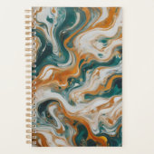 Gepersonaliseerde Blauwgroen Wave Swirl Print Planner (Voorkant)