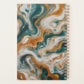 Gepersonaliseerde Blauwgroen Wave Swirl Print Planner (Achterkant)